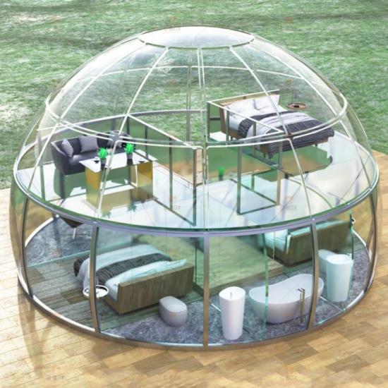 see through tent, transparent domes, clear domes, glamping domes. dome tent