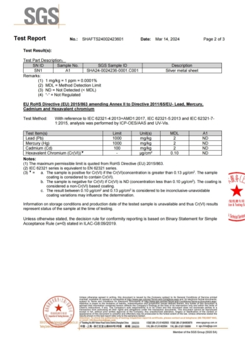 SGS Raw Materials Frame ROHS Testing-02